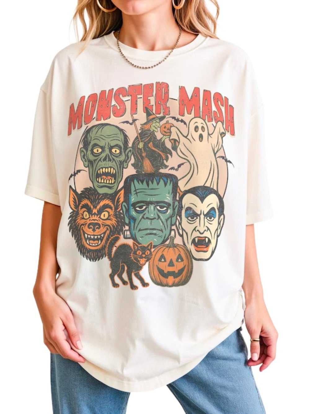 Monster Mash Halloween Cocktail Drinking Cream Graphic Tee